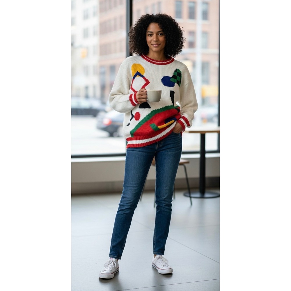 VTG Lindsey‎ Blake MEDIUM  Colorful Geometric Pullover Sweater Acrylic